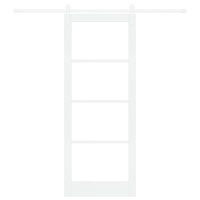 Produktbild för Skjutdörr Vit 83 x 211 cm Massivt tallträ och glas