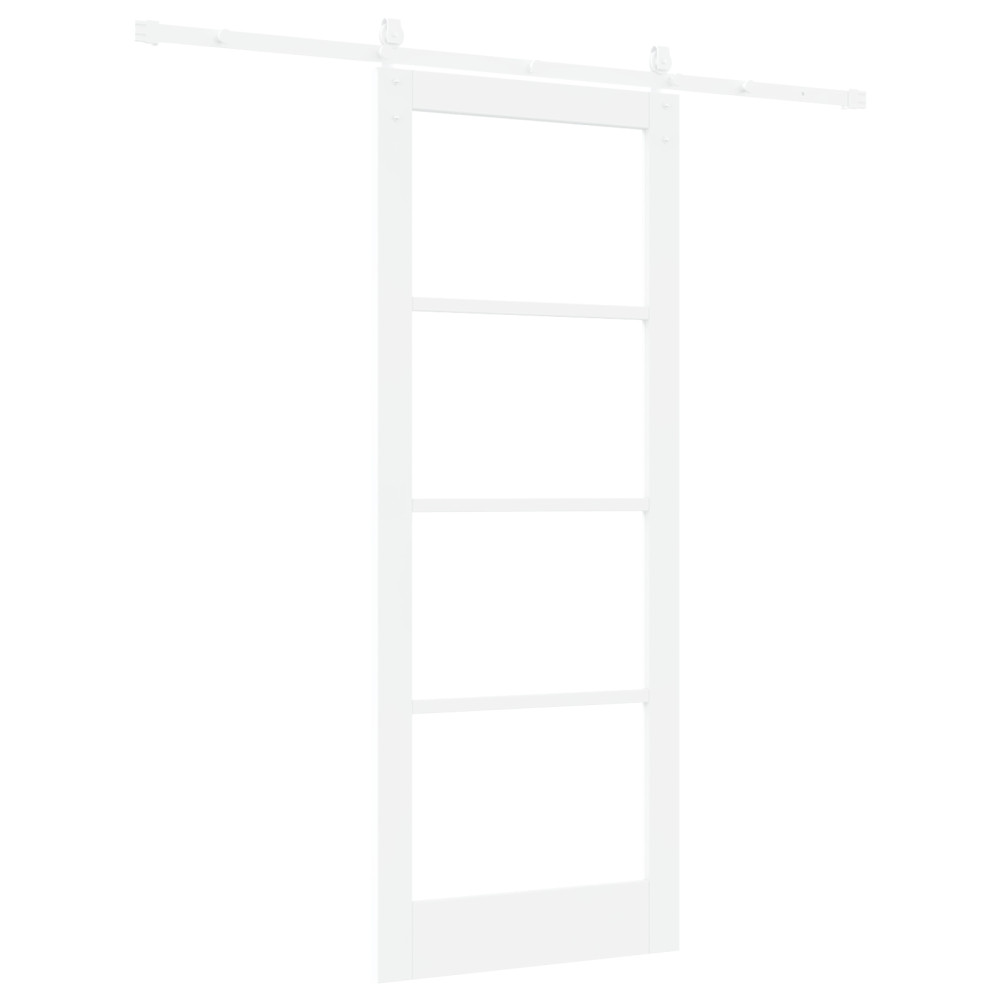 Produktbild för Skjutdörr Vit 83 x 211 cm Massivt tallträ och glas