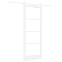 Produktbild för Skjutdörr Vit 83 x 211 cm Massivt tallträ och glas