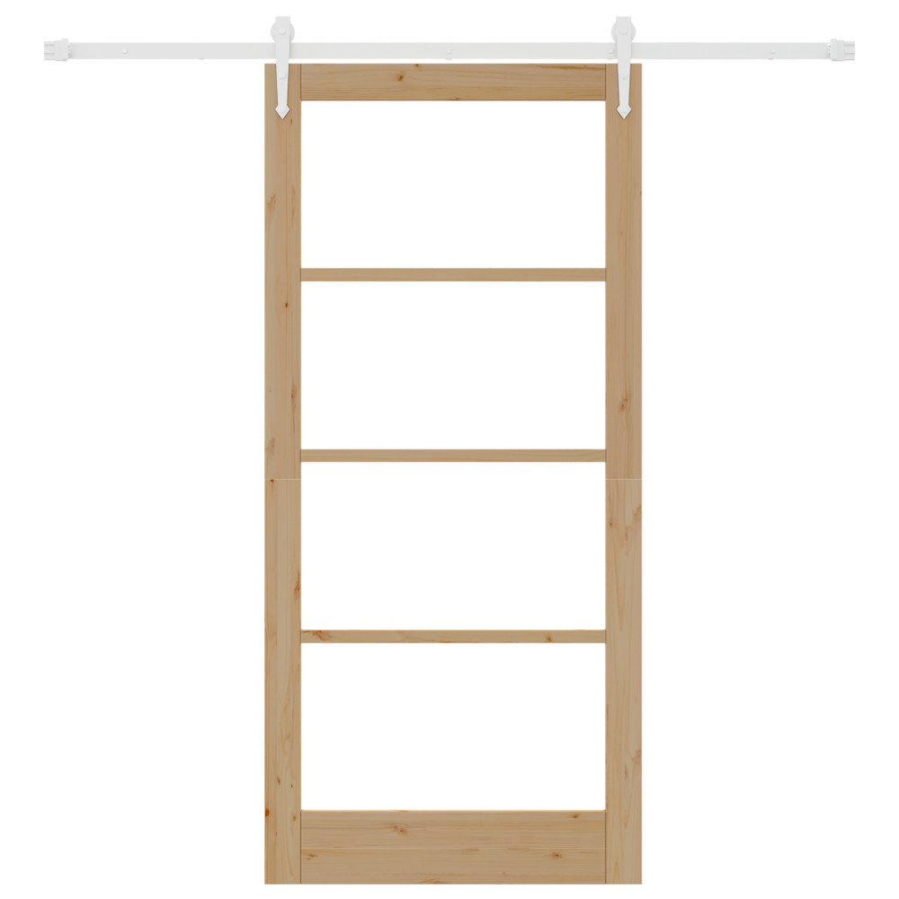 Produktbild för Skjutdörr Naturfärg 93 x 202 cm Massivt tallträ och glas