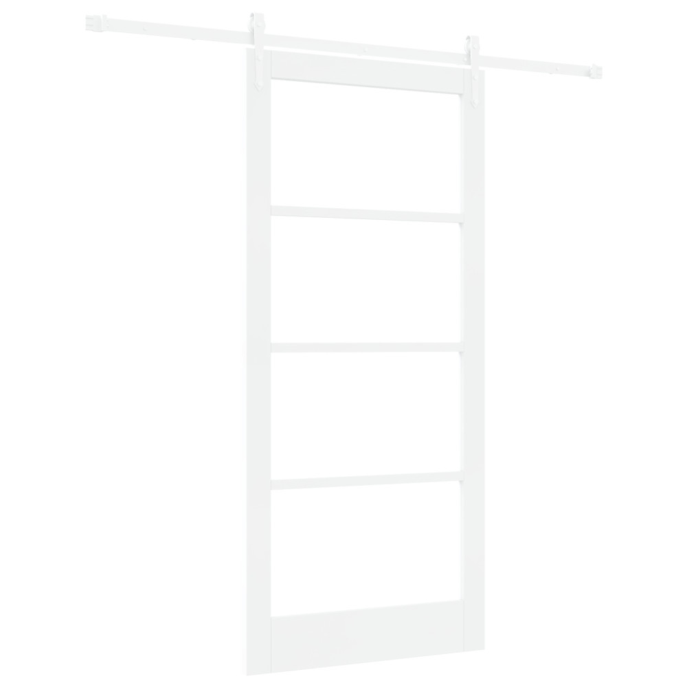 Produktbild för Skjutdörr Vit 93 x 202 cm Massivt tallträ och glas