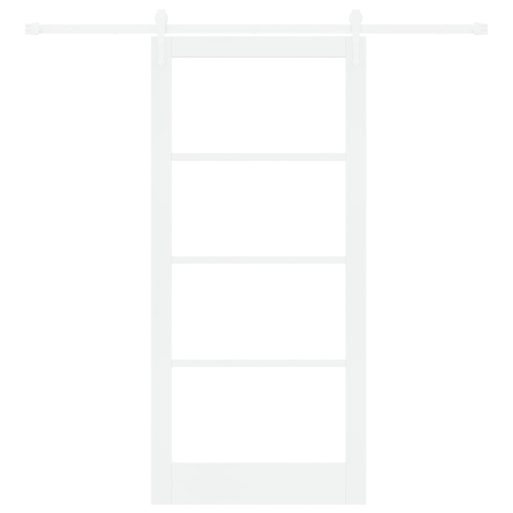 Produktbild för Skjutdörr Vit 93 x 202 cm Massivt tallträ och glas