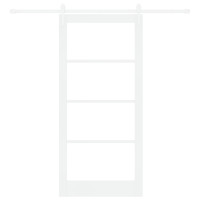Produktbild för Skjutdörr Vit 93 x 202 cm Massivt tallträ och glas