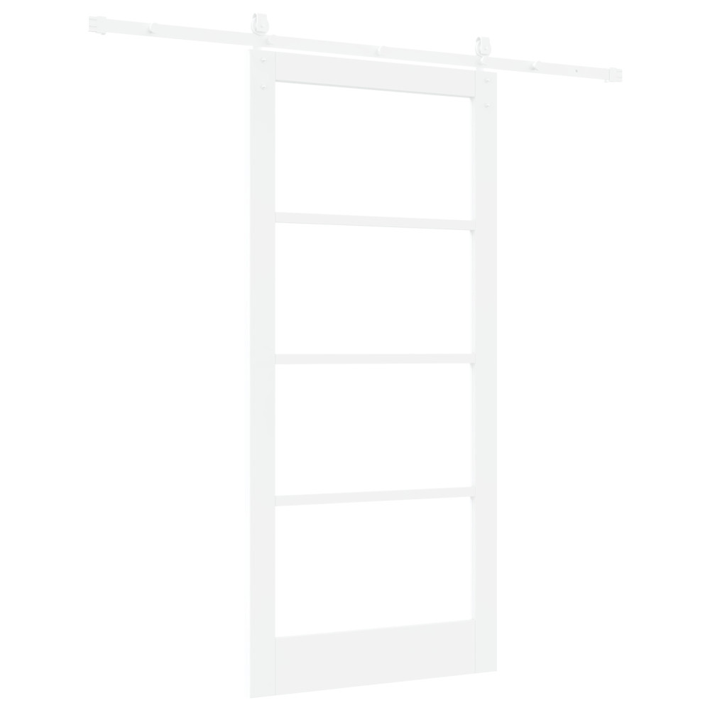 Produktbild för Skjutdörr Vit 93 x 202 cm Massivt tallträ och glas