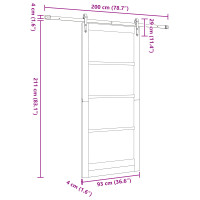 Produktbild för Skjutdörr Naturfärg 93 x 211 cm Massivt tallträ och glas