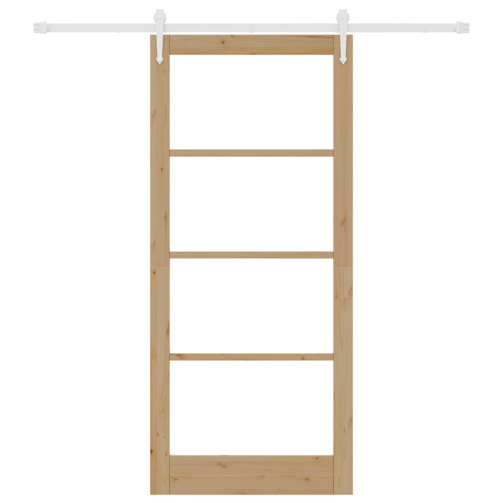 Produktbild för Skjutdörr Naturfärg 93 x 211 cm Massivt tallträ och glas