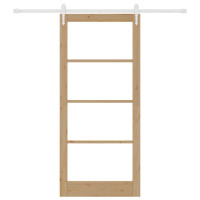 Produktbild för Skjutdörr Naturfärg 93 x 211 cm Massivt tallträ och glas