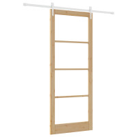 Produktbild för Skjutdörr Naturfärg 93 x 232 cm Massivt tallträ och glas