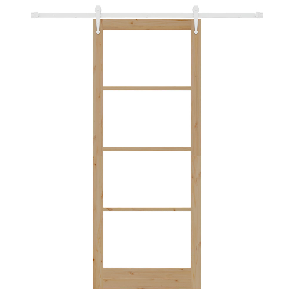 Produktbild för Skjutdörr Naturfärg 93 x 232 cm Massivt tallträ och glas