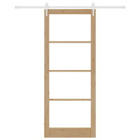 Produktbild för Skjutdörr Naturfärg 93 x 232 cm Massivt tallträ och glas