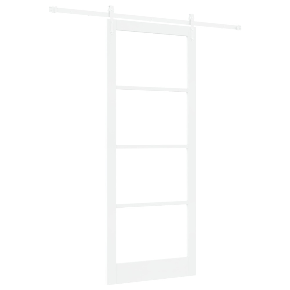 Produktbild för Skjutdörr Vit 93 x 232 cm Massivt tallträ och glas