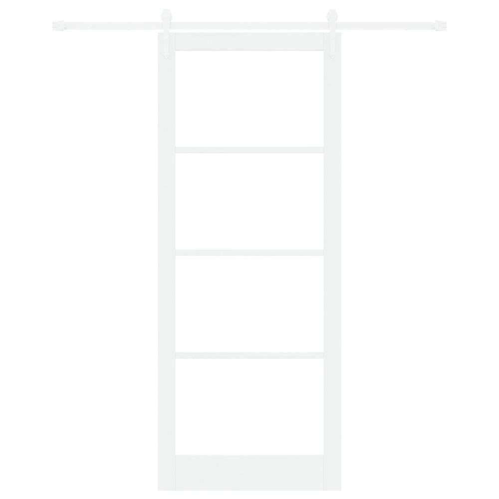 Produktbild för Skjutdörr Vit 93 x 232 cm Massivt tallträ och glas
