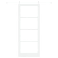Produktbild för Skjutdörr Vit 93 x 232 cm Massivt tallträ och glas