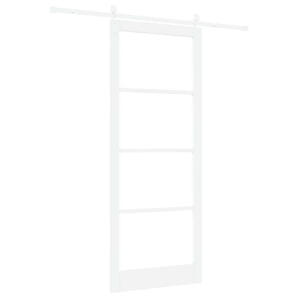 Produktbild för Skjutdörr Vit 93 x 232 cm Massivt tallträ och glas