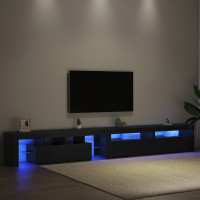 Produktbild för TV-skåp 3 pcs Svart Ek 290 x 36,5 x 40 cm Konstruerat trä