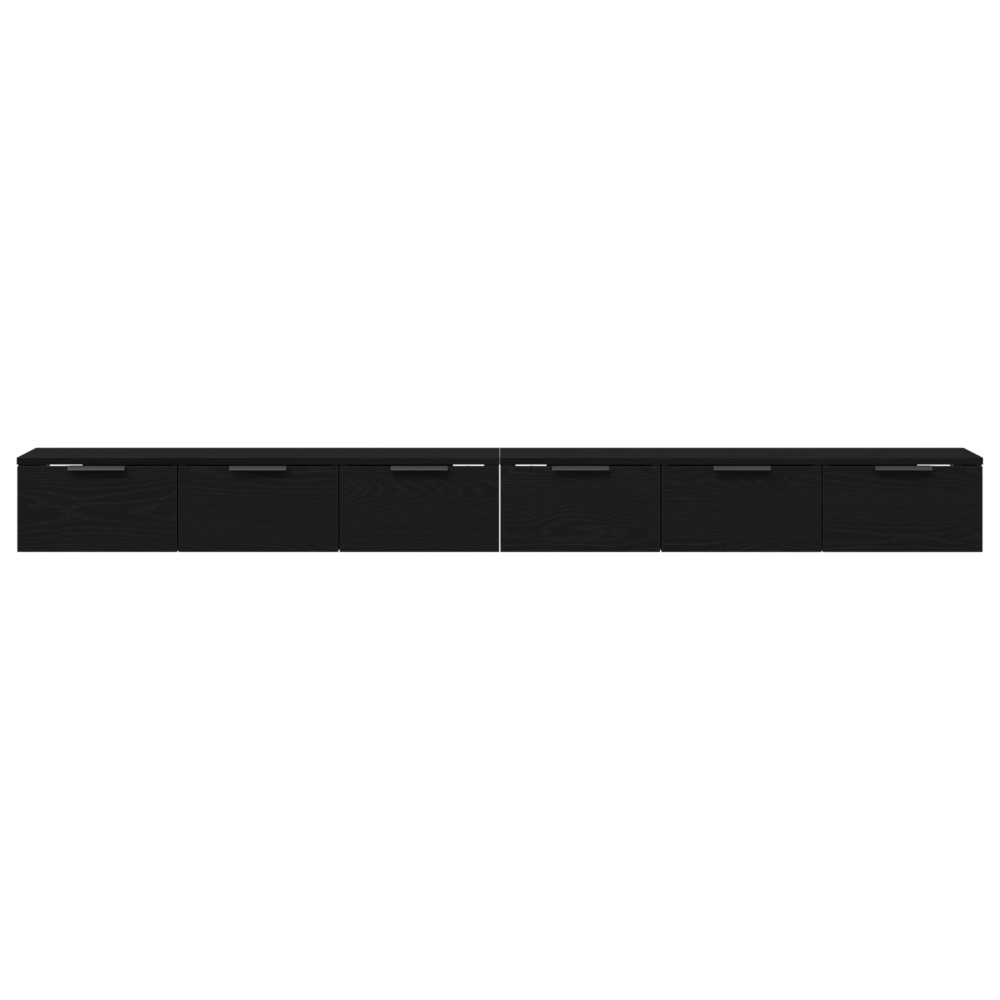 Produktbild för Väggmonterat skåp med låda 2 pcs Svart Ek 102 x 30 x 20 cm