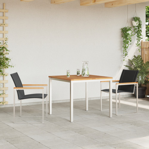 vidaXL Trädgårdsmöbelset 3 pcs Massiv akaciaträ och rostfritt stål