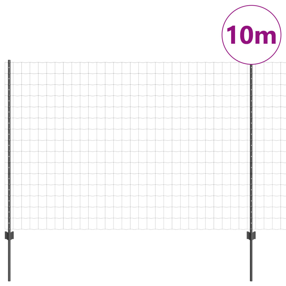 Produktbild för Svetsat trådstängsel 10 x 1,5 m (B x H) PVC-belagda stål Grå