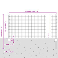 Produktbild för Svetsat trådstängsel 25 x 0,8 m (B x H) PVC-belagda stål Grå