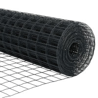 Produktbild för Utomhus Euro Staket med Stolpe 25 x 1 m PVC-belagda stål Grå