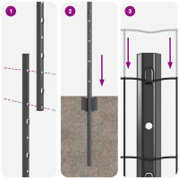 Produktbild för Utomhus Euro Staket med Stolpe 25 x 1 m PVC-belagda stål Grå