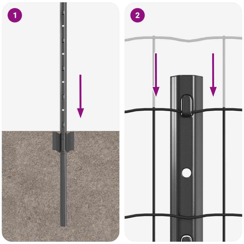 Produktbild för Svetsat trådstängsel 25 x 0,6 m (B x H) PVC-belagda stål Grå