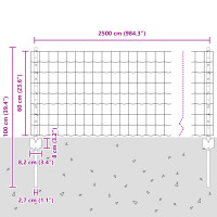 Produktbild för Svetsat trådstängsel 25 x 0,6 m (B x H) PVC-belagda stål Grå
