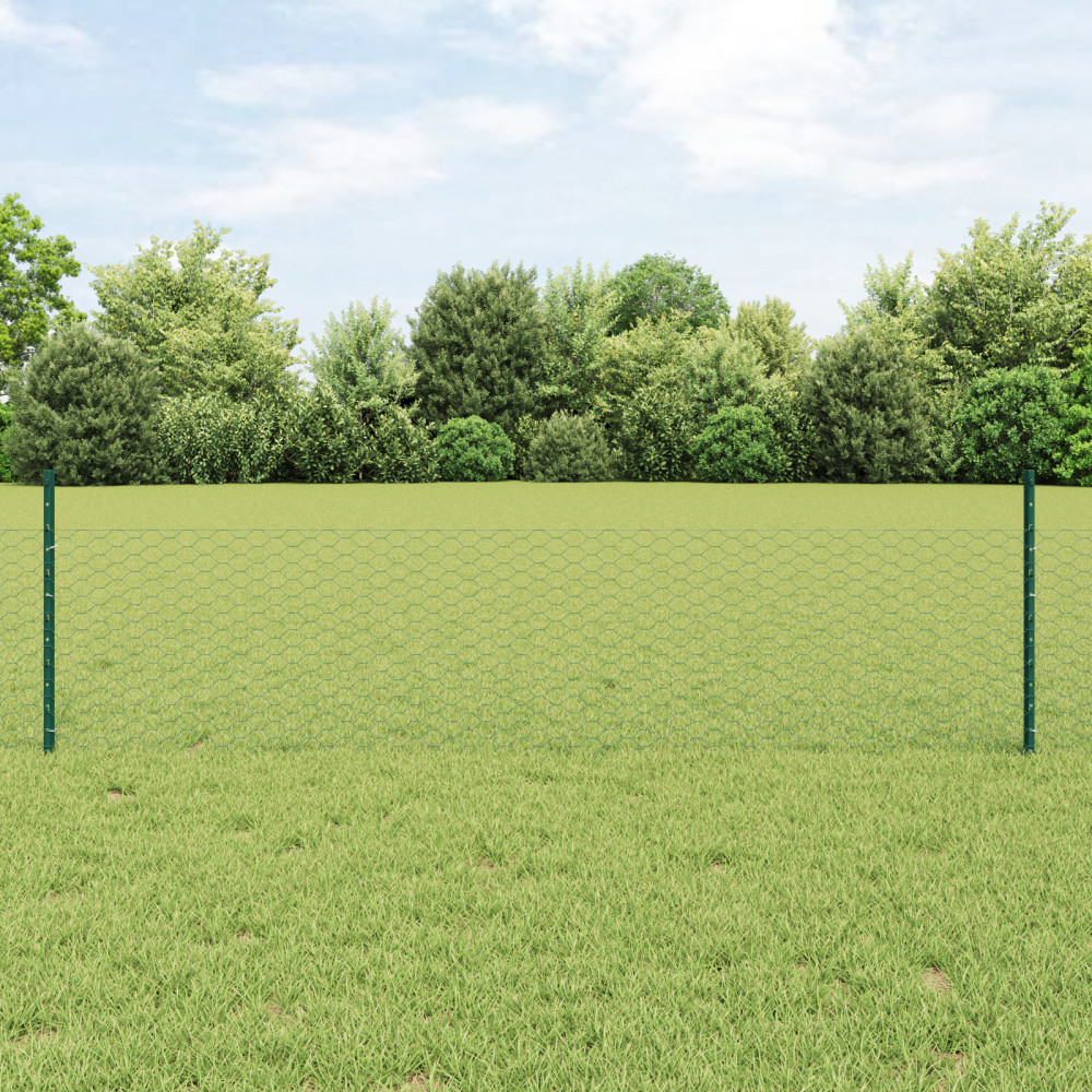 Produktbild för Utomhus hexagonal stängsel med stolpe 10 x 0,5 m Grön Mesh