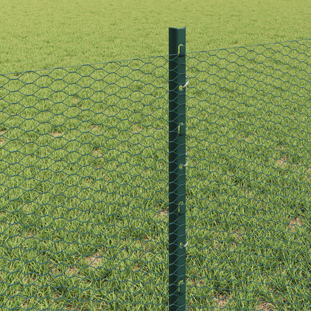 Produktbild för Utomhus hexagonal stängsel med stolpe 10 x 0,6 m Grön Mesh