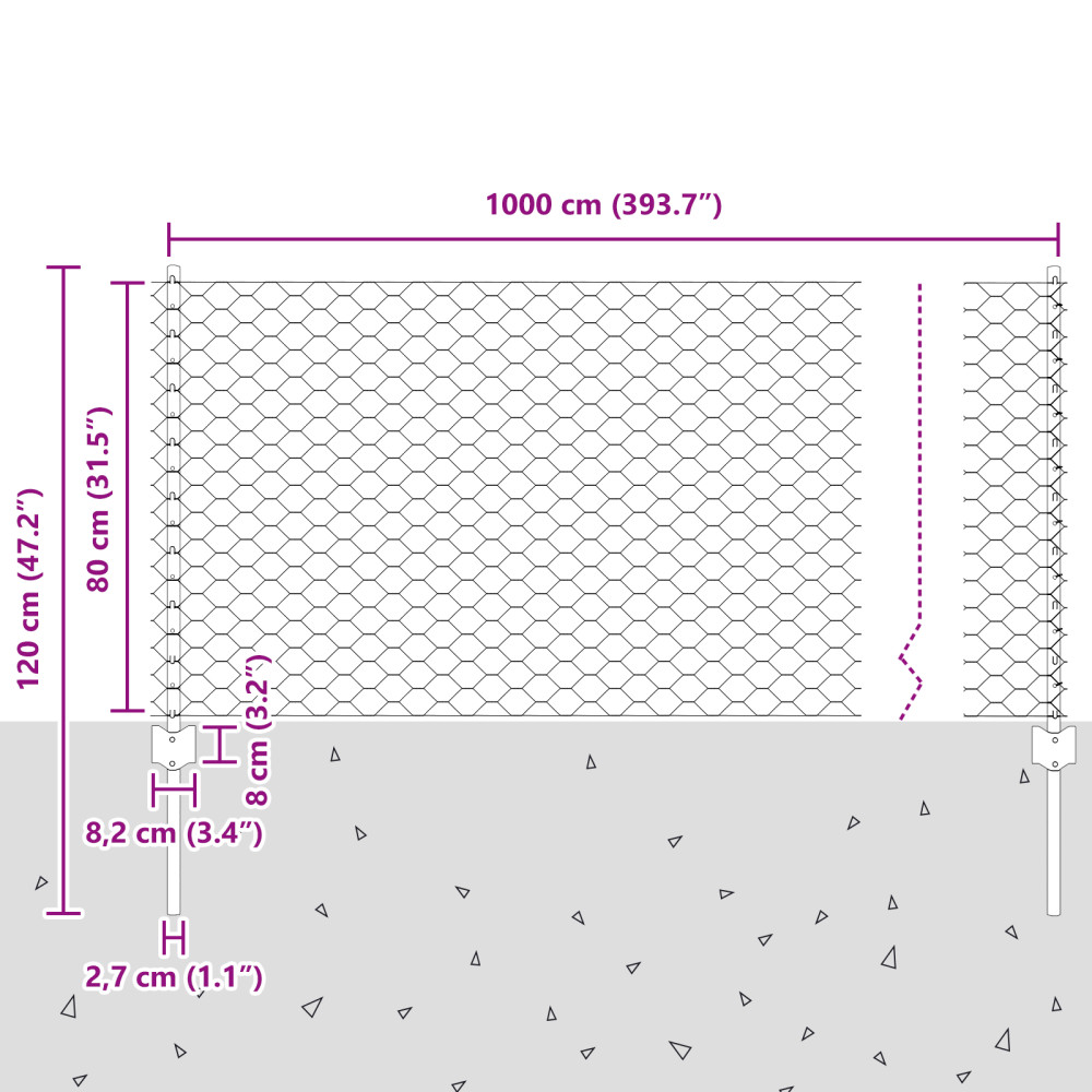 Produktbild för Utomhus hexagonal stängsel med stolpe 10 x 0,8 m Grön Mesh