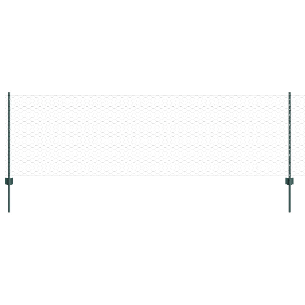 Produktbild för Utomhus hexagonal stängsel med stolpe 25 x 0,8 m Grön Mesh