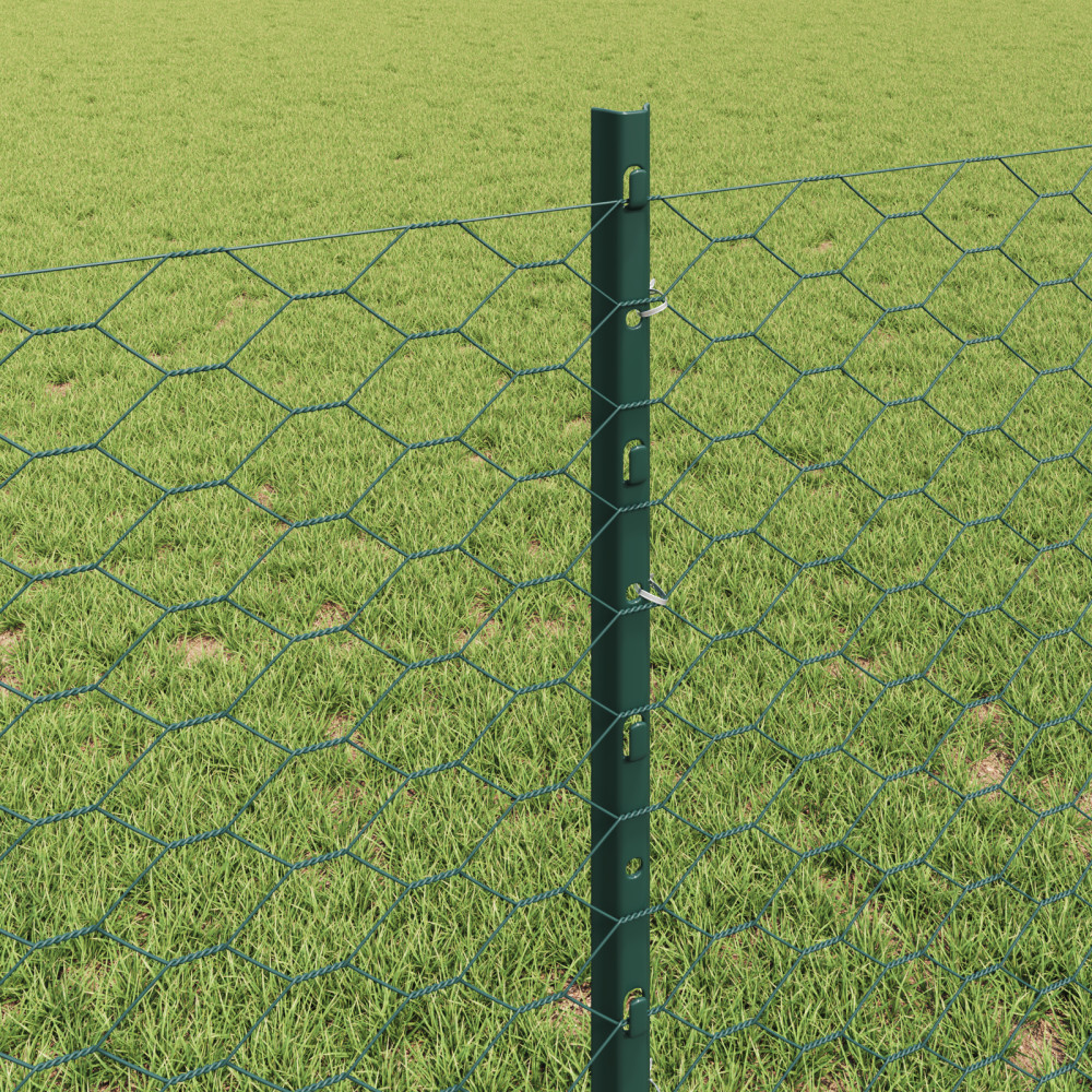 Produktbild för Utomhus hexagonal stängsel med stolpe 25 x 0,8 m Grön Mesh