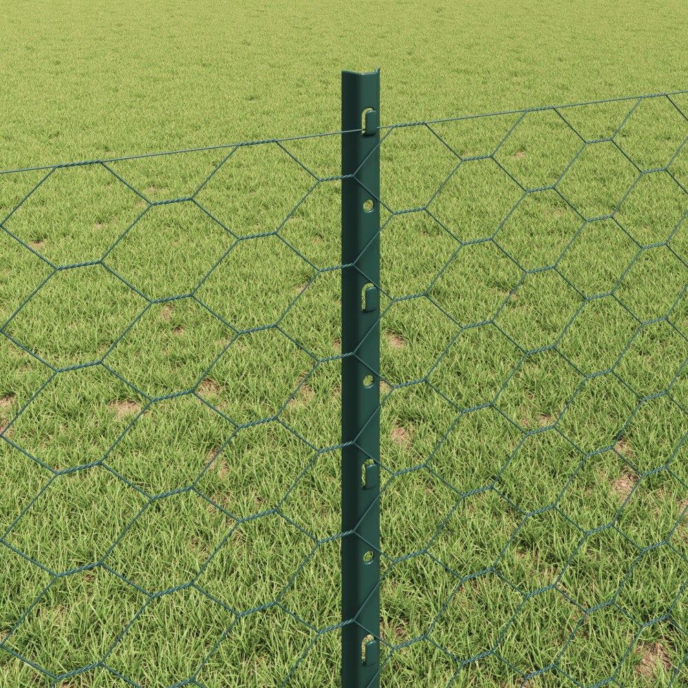 Produktbild för Utomhus hexagonal stängsel med stolpe 25 x 0,8 m Grön Mesh