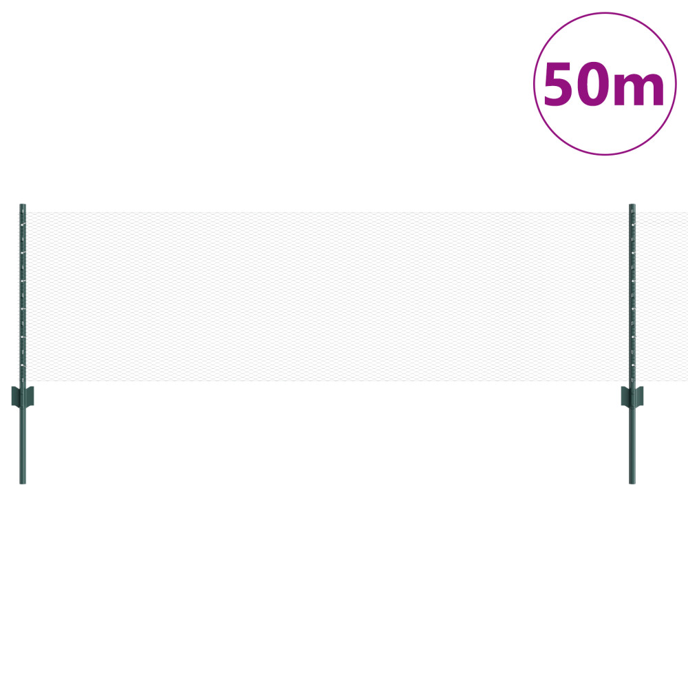 Produktbild för Utomhus hexagonal stängsel med stolpe 50 x 0,6 m Grön Mesh