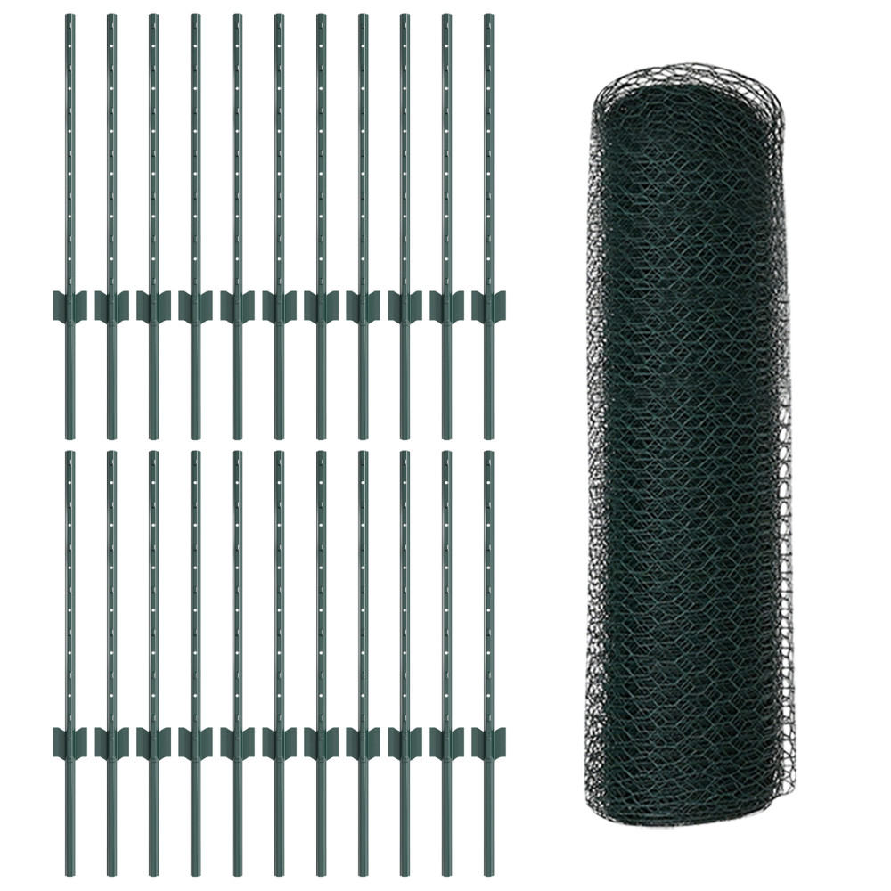 Produktbild för Utomhus hexagonal stängsel med stolpe 50 x 0,6 m Grön Mesh