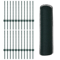 Produktbild för Utomhus hexagonal stängsel med stolpe 50 x 0,6 m Grön Mesh