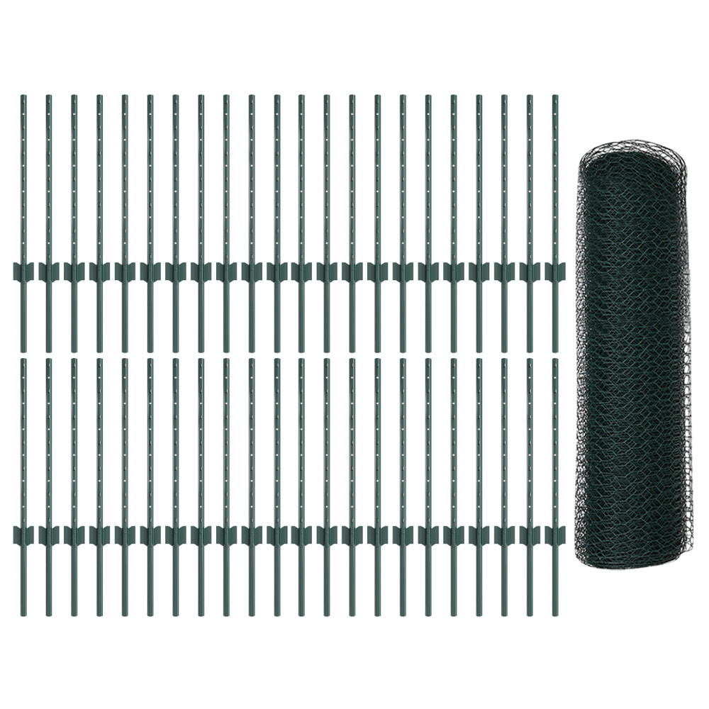 Produktbild för Utomhus hexagonal stängsel med stolpe 100 x 0,6 m Grön Mesh