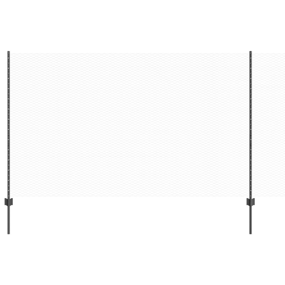 Produktbild för Utomhus hexagonal stängsel med stolpe 10 x 1,4 m Grå Mesh