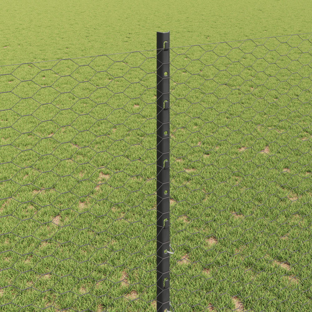 Produktbild för Utomhus hexagonal stängsel med stolpe 10 x 1,4 m Grå Mesh