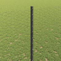 Produktbild för Utomhus hexagonal stängsel med stolpe 10 x 1,4 m Grå Mesh