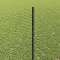 Produktbild för Utomhus hexagonal stängsel med stolpe 10 x 1,5 m Grå Mesh