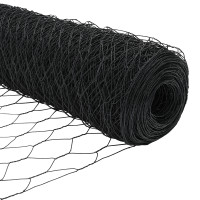 Produktbild för Utomhus hexagonal stängsel med stolpe 25 x 1,6 m Grå Mesh