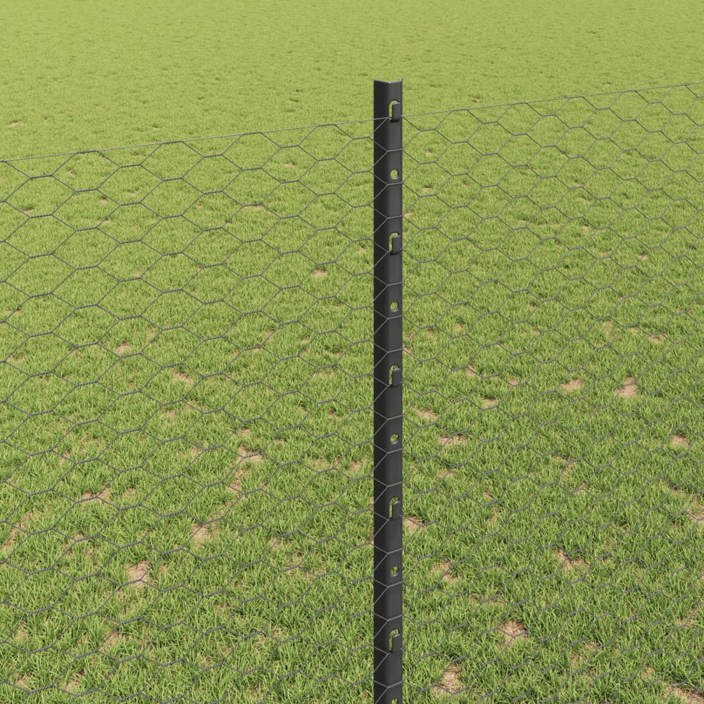 Produktbild för Utomhus hexagonal stängsel med stolpe 25 x 1,6 m Grå Mesh