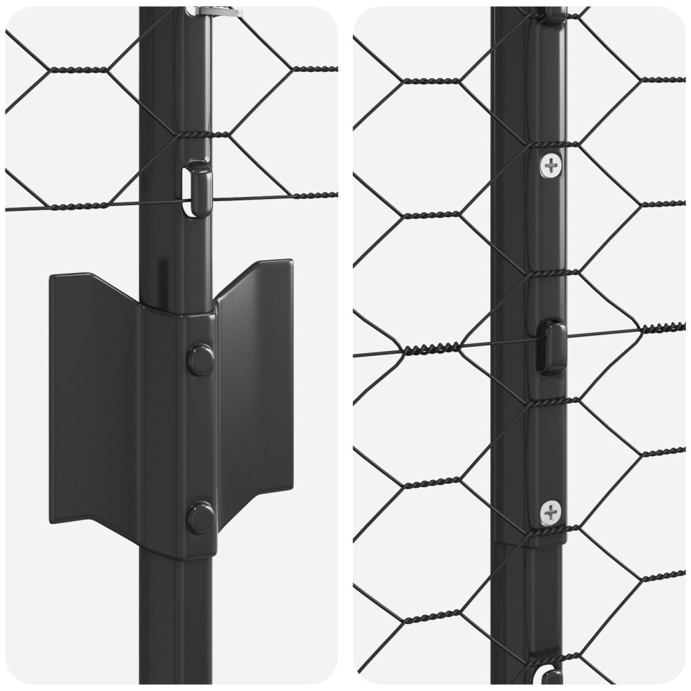 Produktbild för Utomhus hexagonal stängsel med stolpe 25 x 1,6 m Grå Mesh