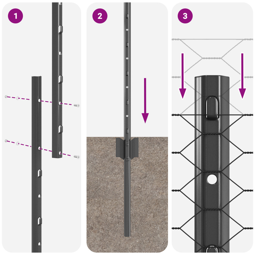 Produktbild för Utomhus hexagonal stängsel med stolpe 50 x 1,5 m Grå Mesh