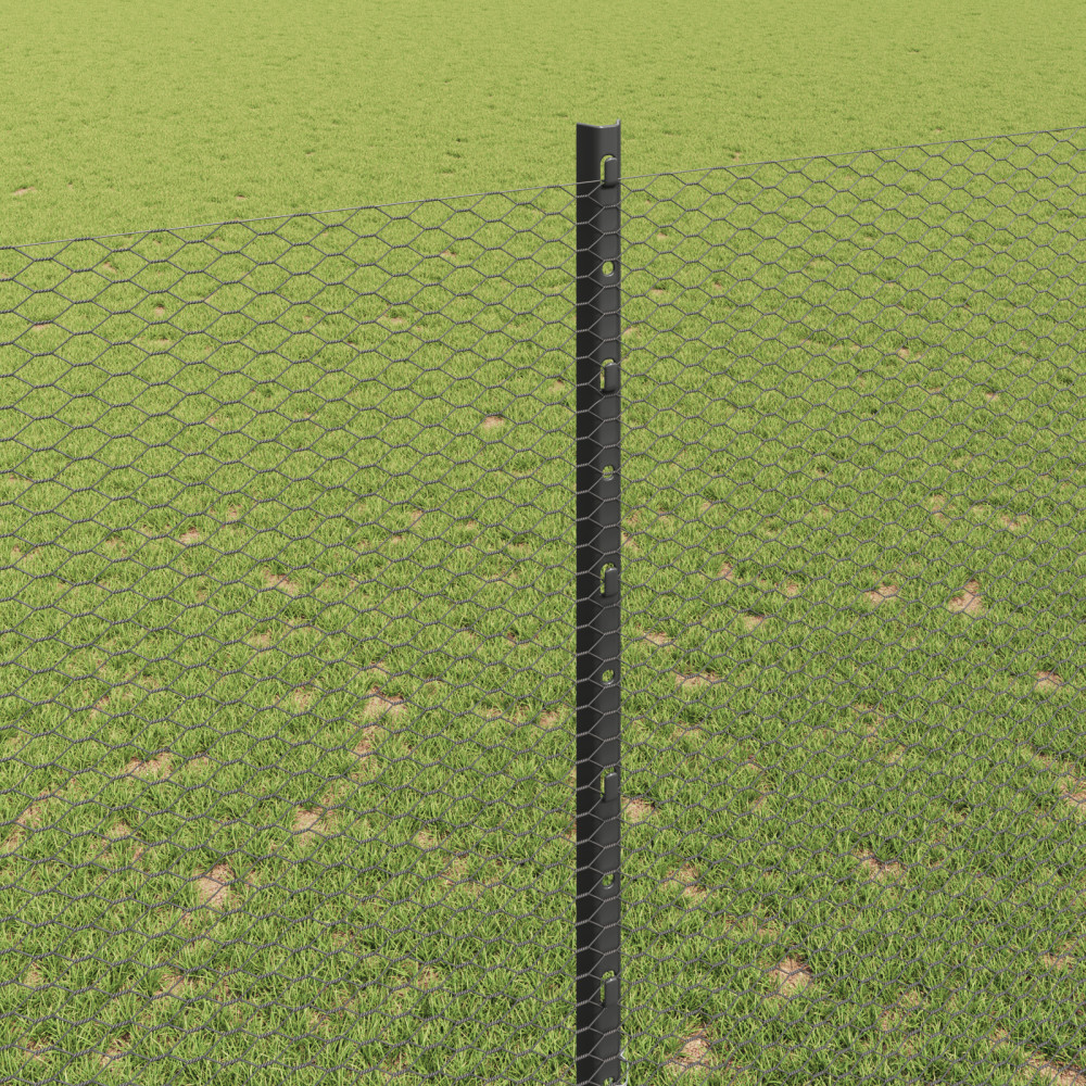 Produktbild för Utomhus hexagonal stängsel med stolpe 50 x 1,5 m Grå Mesh