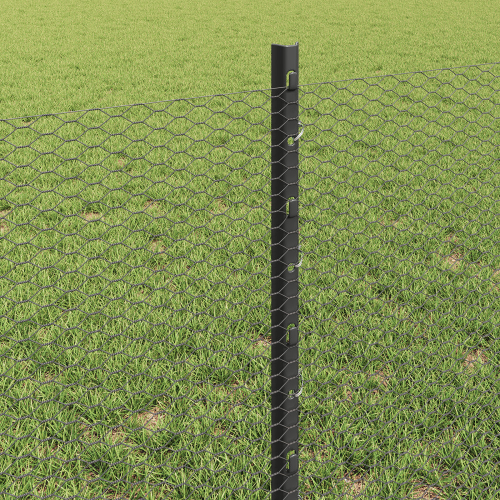 Produktbild för Utomhus hexagonal stängsel med stolpe 100 x 0,6 m Grå Mesh