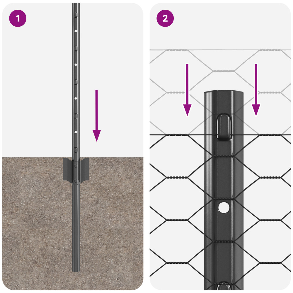 Produktbild för Utomhus hexagonal stängsel med stolpe 100 x 0,8 m Grå Mesh