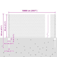 Produktbild för Utomhus hexagonal stängsel med stolpe 100 x 0,8 m Grå Mesh