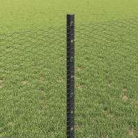 Produktbild för Utomhus hexagonal stängsel med stolpe 100 x 0,8 m Grå Mesh